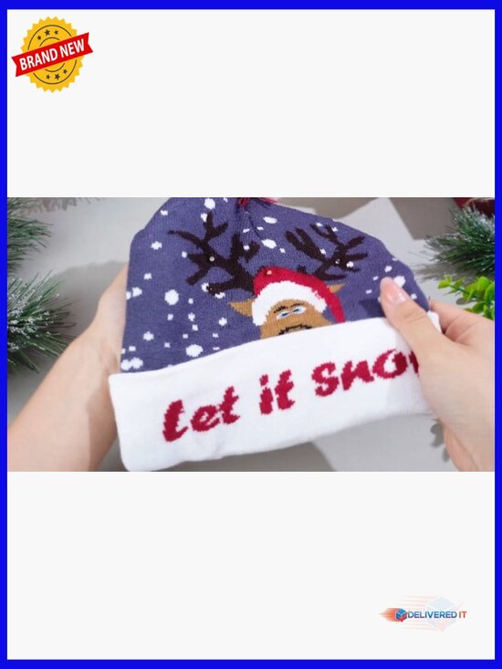 LED Christmas Sweater Hat Light Up Beanie Knitted Cap Unisex Winter main image 7